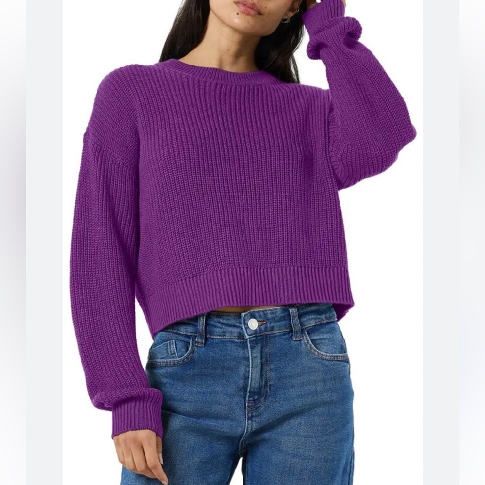 NWT Noisy May XS Maysa Purple Crewneck Sweater Cotton Blend Brand New With Tags